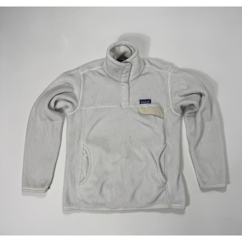 Patagonia Womens Medium Re-Tool Snap-T Fleece Pullover Polartec White Outdoor